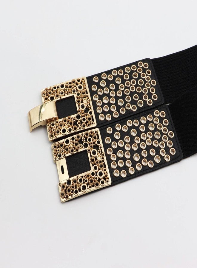 ZYALTFDC Black Wide Waist Belts for Women Dresses Stretchy Thick Punk Y2K Vintage Belt for Lady Girls Elastic Retro Cinch Dress Belt Stretch Waistband Western Wear Accessories for Women - Image 2